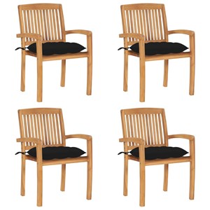 Maison exclusive - chaises de jardin empilables avec coussins lot de 4 teck soli
