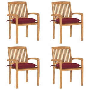 Maison exclusive - chaises de jardin empilables avec coussins lot de 4 teck soli