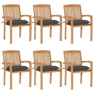 Maison exclusive - chaises de jardin empilables avec coussins lot de 6 teck soli
