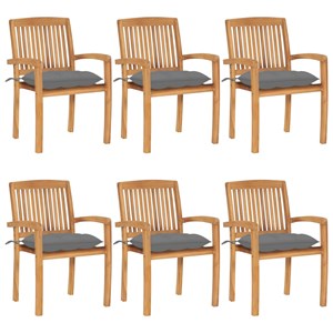 Maison exclusive - chaises de jardin empilables avec coussins lot de 6 teck soli