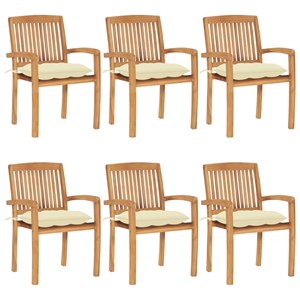 Maison exclusive - chaises de jardin empilables avec coussins lot de 6 teck soli