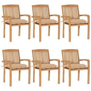 Maison exclusive - chaises de jardin empilables avec coussins lot de 6 teck soli