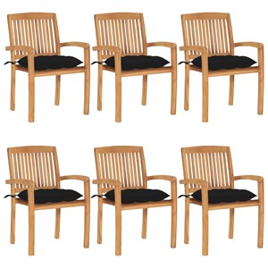 Maison exclusive - chaises de jardin empilables avec coussins lot de 6 teck soli