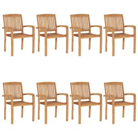 Maison exclusive - chaises de jardin empilables avec coussins lot de 8 teck soli