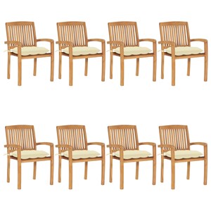 Maison exclusive - chaises de jardin empilables avec coussins lot de 8 teck soli