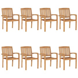 Maison exclusive - chaises de jardin empilables avec coussins lot de 8 teck soli