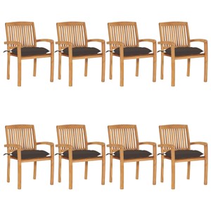 Maison exclusive - chaises de jardin empilables avec coussins lot de 8 teck soli