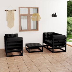 Maison exclusive - salon de jardin 5 pcs avec coussins bois de pin massif