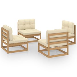 Maison exclusive - salon de jardin 4 pcs avec coussins bois de pin massif
