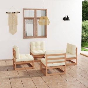Maison exclusive - salon de jardin 4 pcs avec coussins bois de pin massif