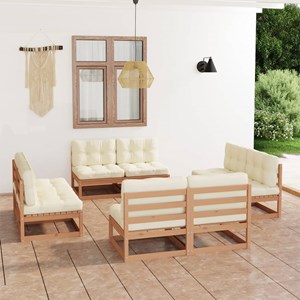 Maison exclusive - salon de jardin 8 pcs avec coussins bois de pin massif