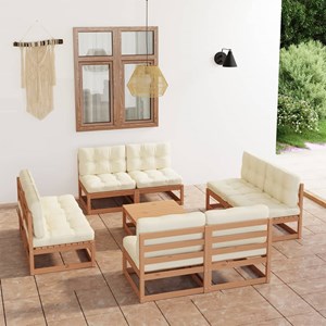 Maison exclusive - salon de jardin 9 pcs avec coussins bois de pin massif