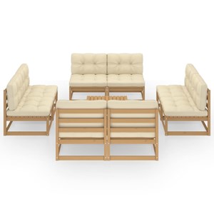 Maison exclusive - salon de jardin 9 pcs avec coussins bois de pin massif