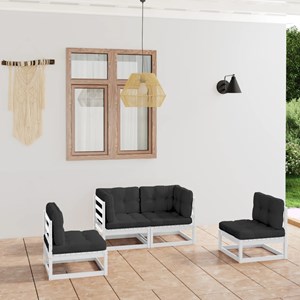 Maison exclusive - salon de jardin 4 pcs avec coussins bois de pin massif
