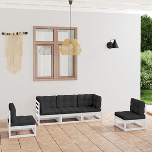 Maison exclusive - salon de jardin 5 pcs avec coussins bois de pin massif