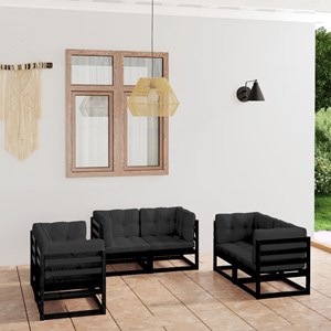 Maison exclusive - salon de jardin 6 pcs avec coussins bois de pin massif