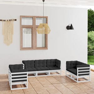 Maison exclusive - salon de jardin 7 pcs avec coussins bois de pin massif