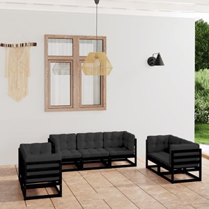 Maison exclusive - salon de jardin 7 pcs avec coussins bois de pin massif