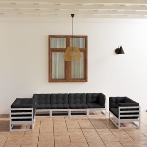 Maison exclusive - salon de jardin 8 pcs avec coussins bois de pin massif