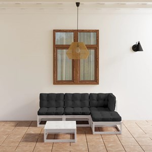 Maison exclusive - salon de jardin 5 pcs avec coussins bois de pin massif