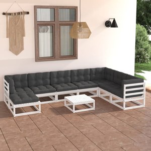 Maison exclusive - salon de jardin 9 pcs avec coussins bois de pin massif