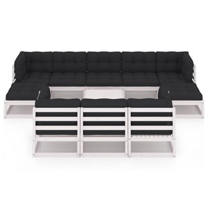 Maison exclusive - salon de jardin 11 pcs avec coussins blanc bois de pin massif