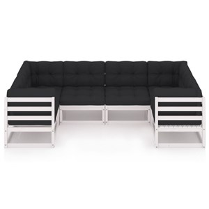 Maison exclusive - salon de jardin avec coussins 6 pcs blanc bois de pin massif