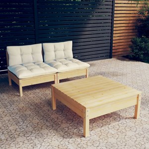 Maison exclusive - salon de jardin 3 pcs avec coussins crème bois de pin