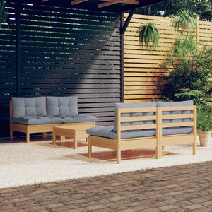 Maison exclusive - salon de jardin 5 pcs avec coussins gris bois de pin