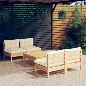 Maison exclusive - salon de jardin 5 pcs avec coussins crème bois de pin