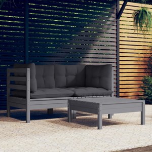 Maison exclusive - salon de jardin 3 pcs avec coussins anthracite bois de pin