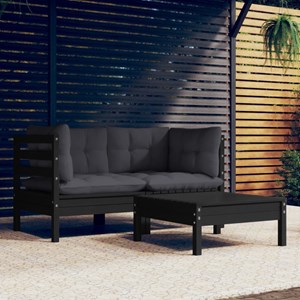 Maison exclusive - salon de jardin 3 pcs avec coussins anthracite bois de pin