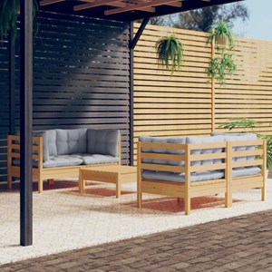 Maison exclusive - salon de jardin 5 pcs avec coussins gris bois de pin