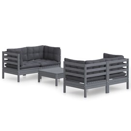 Maison exclusive - salon de jardin 5 pcs avec coussins anthracite bois de pin