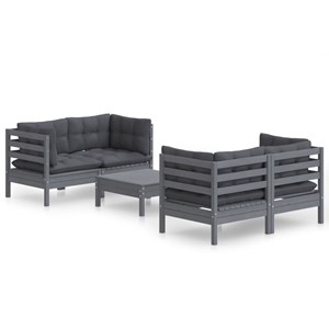 Maison exclusive - salon de jardin 5 pcs avec coussins anthracite bois de pin