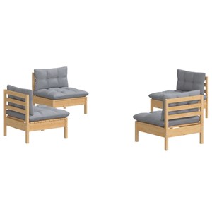 Maison exclusive - salon de jardin 4 pcs avec coussins gris bois de pin