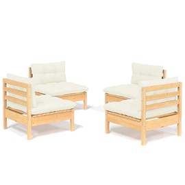 Maison exclusive - salon de jardin 4 pcs avec coussins crème bois de pin