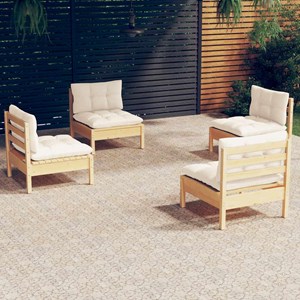Maison exclusive - salon de jardin 4 pcs avec coussins crème bois de pin