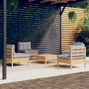 Maison exclusive - salon de jardin 5 pcs avec coussins gris bois de pin