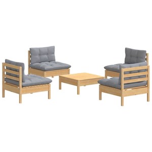 Maison exclusive - salon de jardin 5 pcs avec coussins gris bois de pin