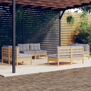Maison exclusive - salon de jardin 8 pcs avec coussins gris bois de pin