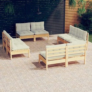 Maison exclusive - salon de jardin 8 pcs avec coussins crème bois de pin