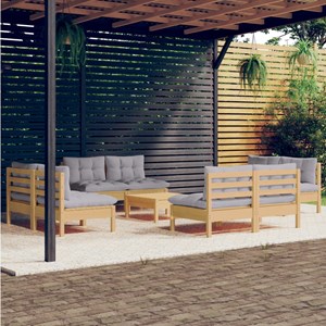 Maison exclusive - salon de jardin 9 pcs avec coussins gris bois de pin