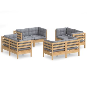 Maison exclusive - salon de jardin 8 pcs avec coussins gris bois de pin