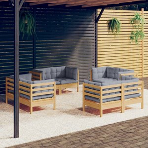 Maison exclusive - salon de jardin 8 pcs avec coussins gris bois de pin