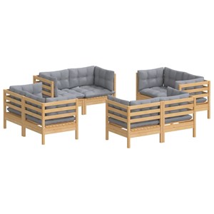 Maison exclusive - salon de jardin 8 pcs avec coussins gris bois de pin