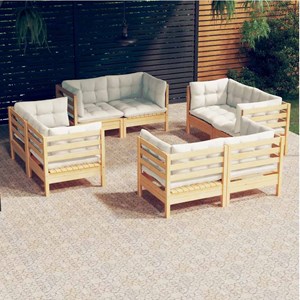 Maison exclusive - salon de jardin 8 pcs avec coussins crème bois de pin