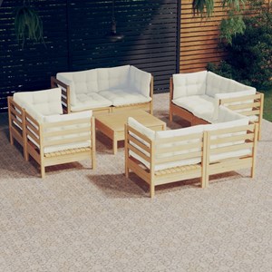 Maison exclusive - salon de jardin 9 pcs avec coussins crème bois de pin