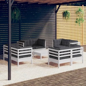 Maison exclusive - salon de jardin 9 pcs avec coussins anthracite bois de pin