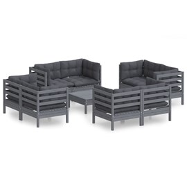 Maison exclusive - salon de jardin 9 pcs avec coussins anthracite bois de pin